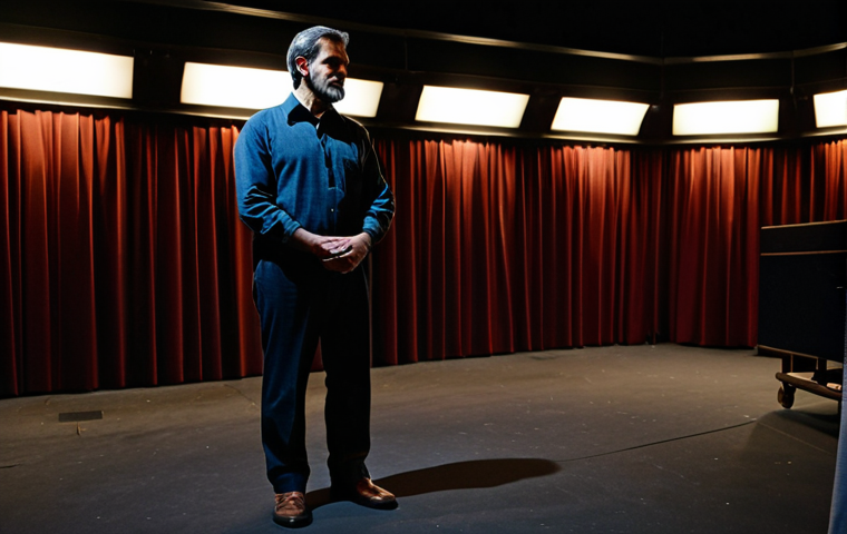 **
"A stage actor in modest attire stands alone in the dimly lit backstage of a theater, fully clothed, appropriate content, safe for work. The scene captures a moment of quiet contemplation before a performance. Soft, diffused lighting, perfect anatomy, correct proportions, professional, family-friendly."
**