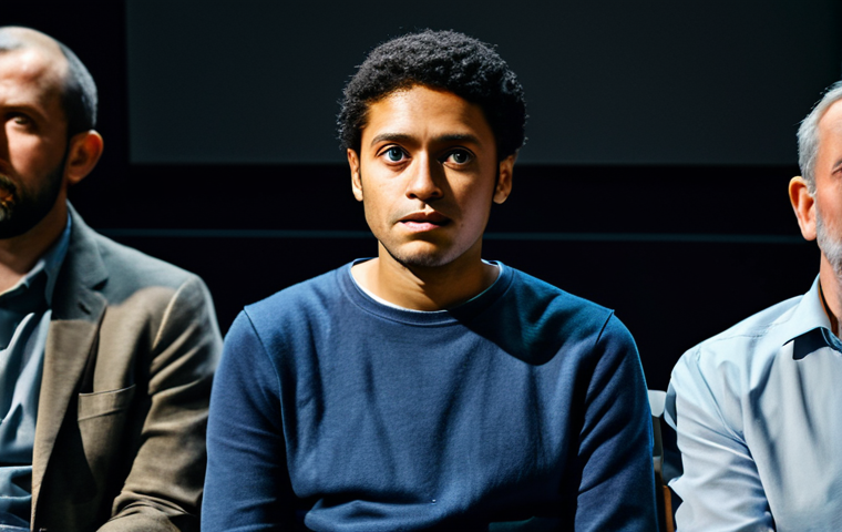 연극배우와 문화 다양성 연극 - "A scene from an online theater performance featuring actors using creative camera angles and specia...