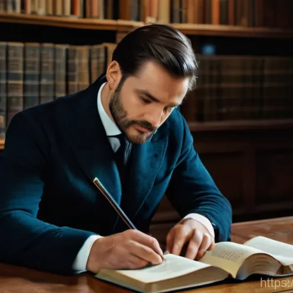 연극배우를 위한 책 추천 - A focused male actor in his mid-30s, dressed in smart-casual attire (e.g., a fitted blazer over a pl...