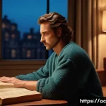 Home 14 연극배우 일과 - **A concentrated theater actor in their cozy apartment during an early morning routine.** They are p...